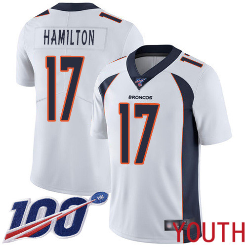 Youth Denver Broncos 17 DaeSean Hamilton White Vapor Untouchable Limited Player 100th Season Football NFL Jersey